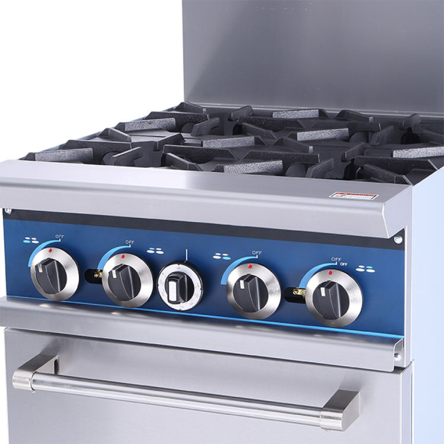 KB-R24 Vertical Gas Range 4 Burners With Built-In Oven For Commercial Kitchens