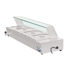 D-DT-4A Commercial Electric Bain Marie with Glass 4 Pan Buffet Warmer
