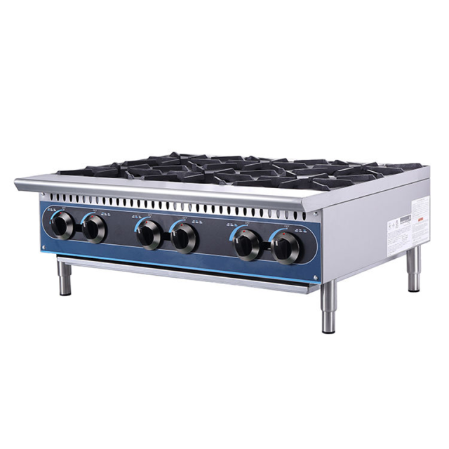 KB-HP36-M 6 Burner Gas Range 44kW Stainless Steel with Electronic Ignition