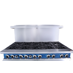 High Output 10 Burner Gas Range with Oven for Large Kitchens