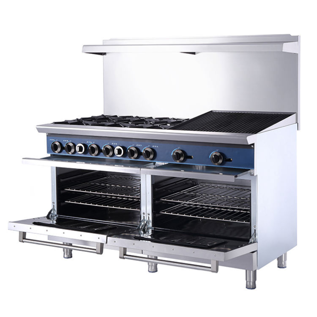 High Output 10 Burner Gas Range with Oven for Large Kitchens