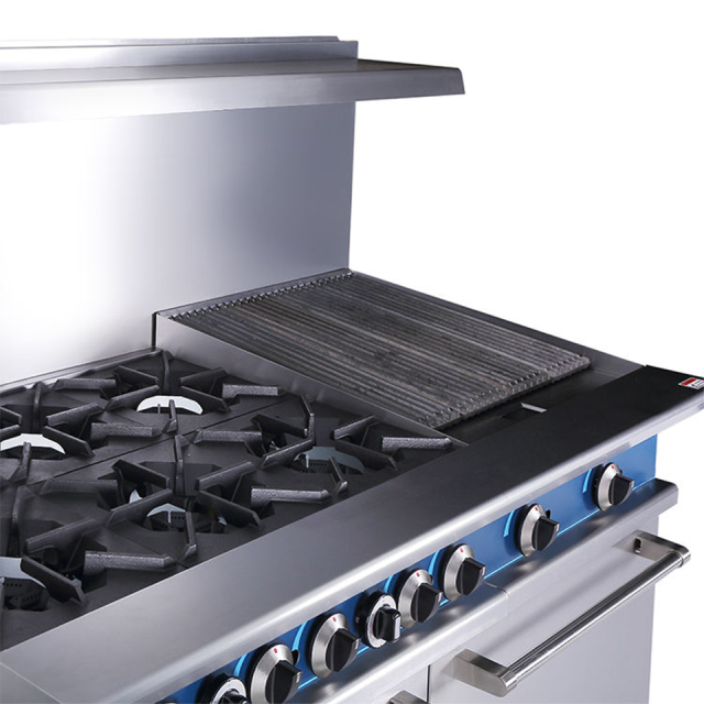 High Output 10 Burner Gas Range with Oven for Large Kitchens