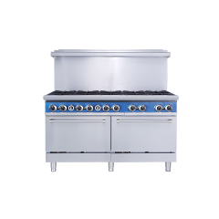 High Output 10 Burner Gas Range with Oven for Large Kitchens