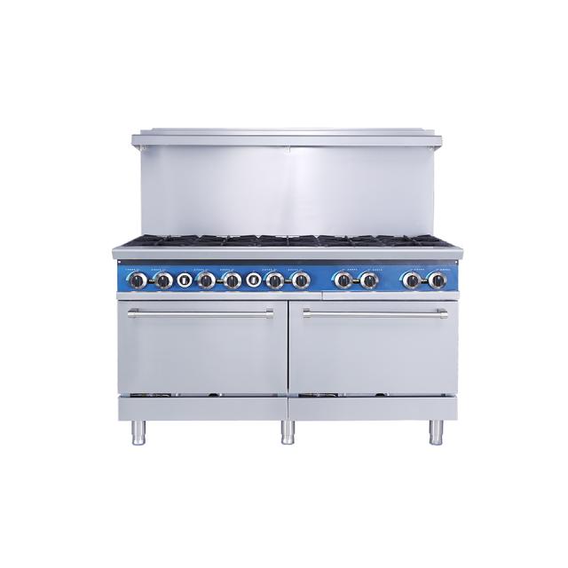 High Output 10 Burner Gas Range with Oven for Large Kitchens
