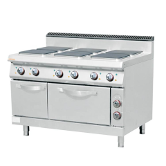 6 Burner Electric Range with Integrated Oven for Catering and Restaurant Use
