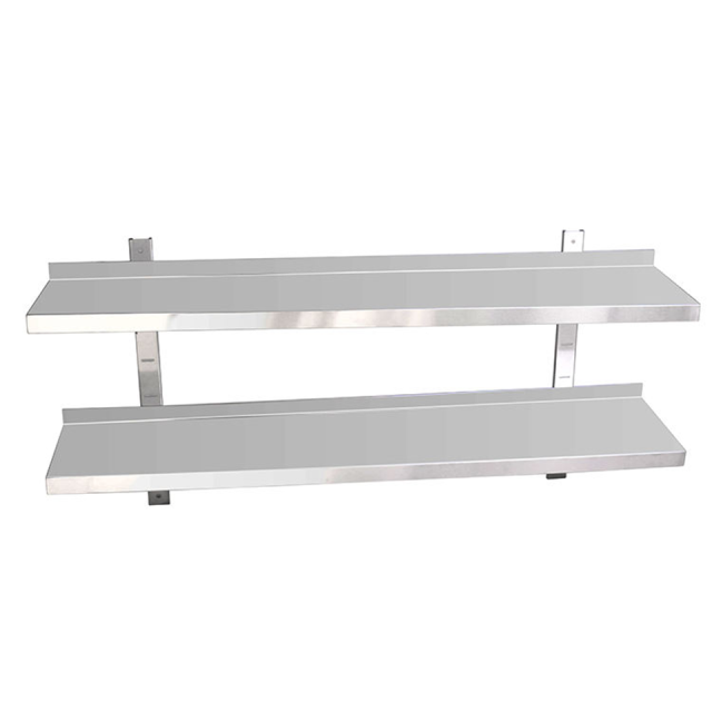 Double Wall Mount Stainless Steel Flat Shelf for Commercial Kitchens and Restaurants