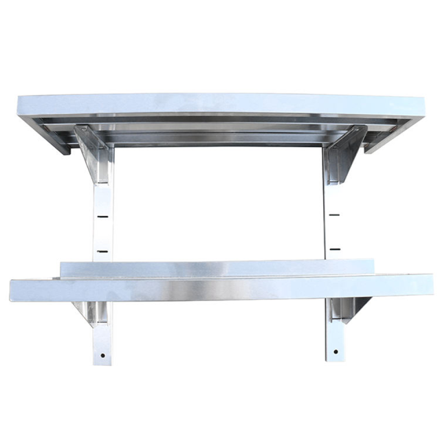 Double Wall Mount Stainless Steel Flat Shelf for Commercial Kitchens and Restaurants