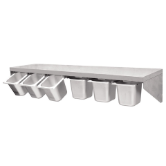 Stainless Steel Wall-Mounted GN Pan Holder Solid Shelf for Commercial Kitchens