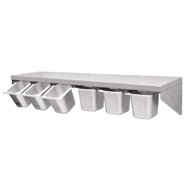 Stainless Steel Wall-Mounted GN Pan Holder Solid Shelf for Commercial Kitchens