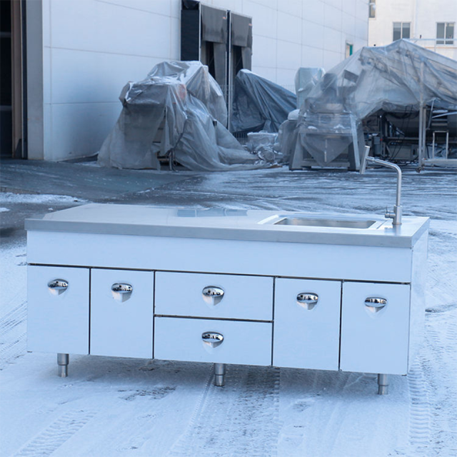 Stainless Steel Work Table with Sink Cabinets and Drawers for Commercial Kitchens