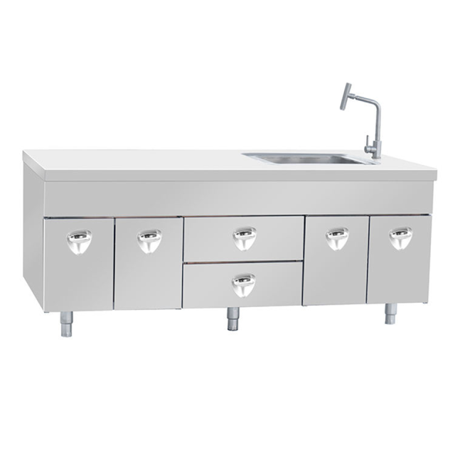 Stainless Steel Work Table with Sink Cabinets and Drawers for Commercial Kitchens