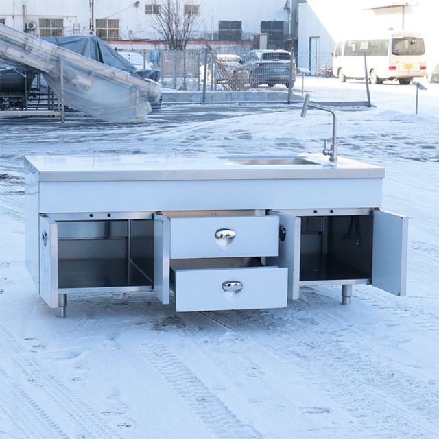 Stainless Steel Work Table with Sink Cabinets and Drawers for Commercial Kitchens