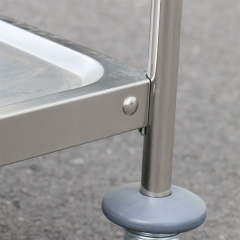 Double Deck SUS304 Stainless Steel Trolley for Commercial Kitchens with 2 Shelves