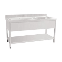 Commercial Stainless Steel Sink ZZDSSZ with Drainboard and Lower Shelf