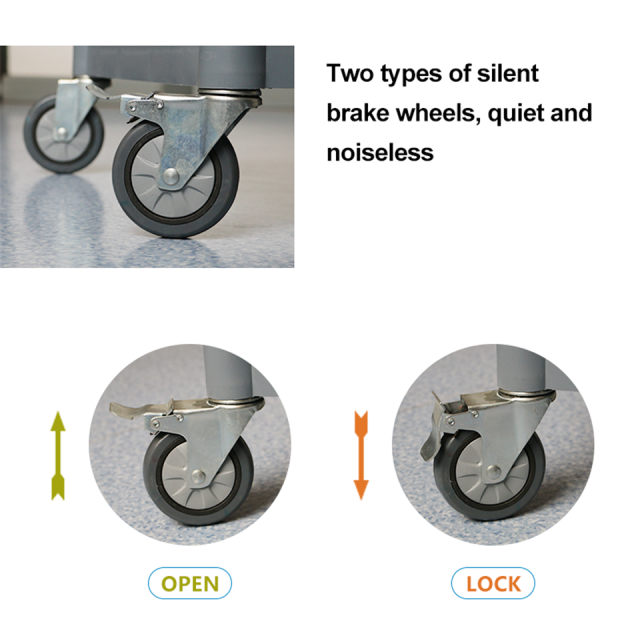 Commercial Catering Plastic Trolley TLTO3 5090 Three Layers with Braked Wheels