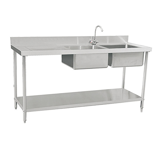 Single Bowl Stainless Steel Sink SUS304 with Shelf for Restaurants and Kitchens