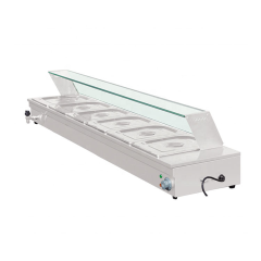 D-DT-6 Electric Bain Marie 6-Tray Countertop Food Warmer with Glass Guard