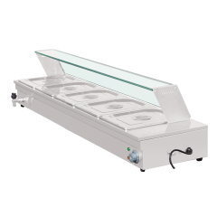 D-DT-5 Electric Bain Marie 5-Tray Countertop Food Warmer with Glass Guard
