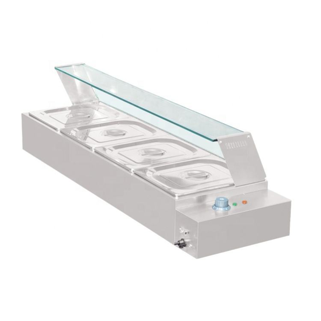 Commercial Electric Bain Marie D-DT-4B 4 Pan with Glass for Buffet Service