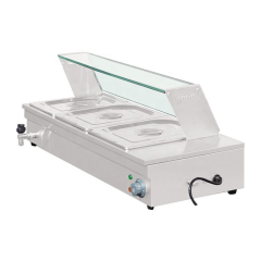 3-Tray Electric Bain Marie D-DT-3A with Glass Sneeze Guard