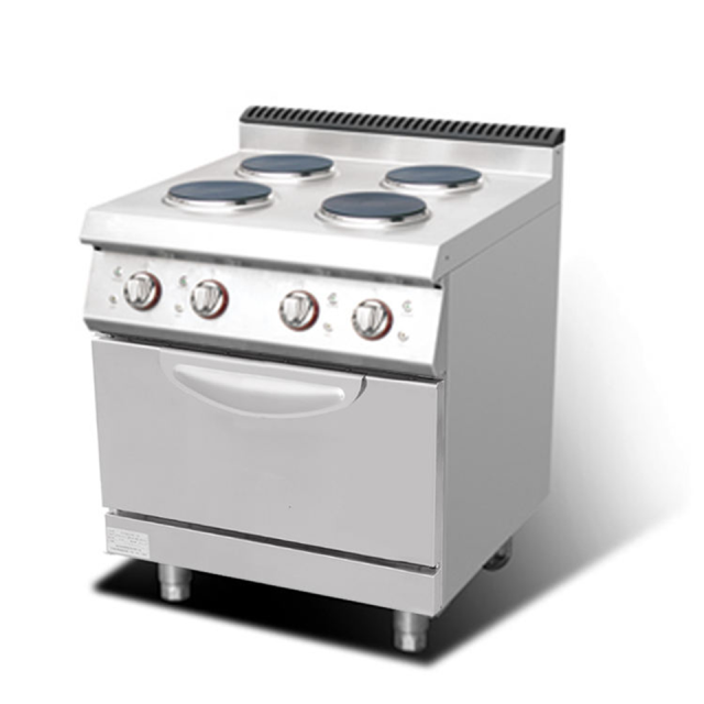 Professional 4-Burner Electric Range with Oven for Restaurant Kitchens