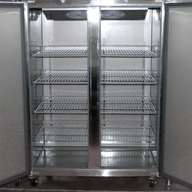 Commercial 2 Door Glass Door Refrigerator for Restaurant Use with Direct Cooling