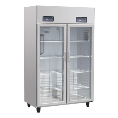 Commercial 2 Door Glass Door Refrigerator for Restaurant Use with Direct Cooling