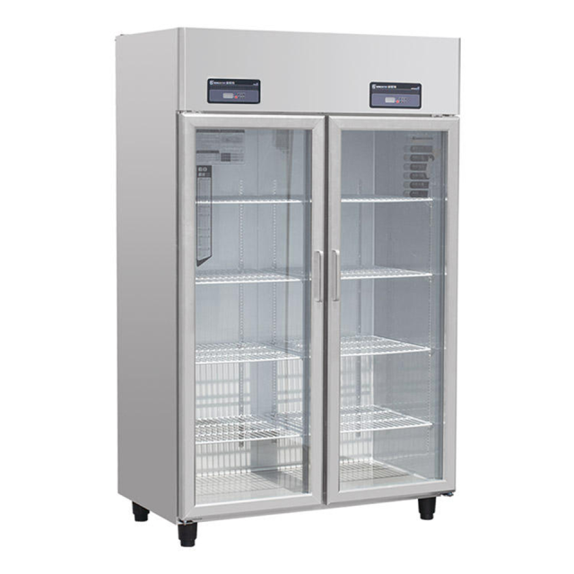 Commercial 2 Door Glass Door Refrigerator for Restaurant Use with Direct Cooling