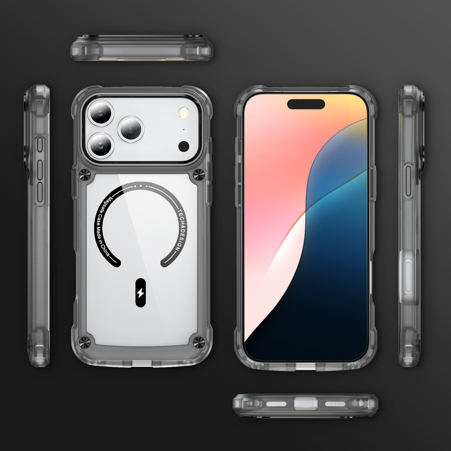 Luxury Transparent Magnetic with CD Pattern Decoration Clear Anti-yellowing Shockproof  Case TPU + Acrylic Case for IP17 PRO MAX