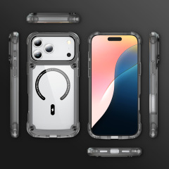 Luxury Transparent Magnetic with CD Pattern Decoration Clear Anti-yellowing Shockproof  Case TPU + Acrylic Case for IP17 PRO MAX