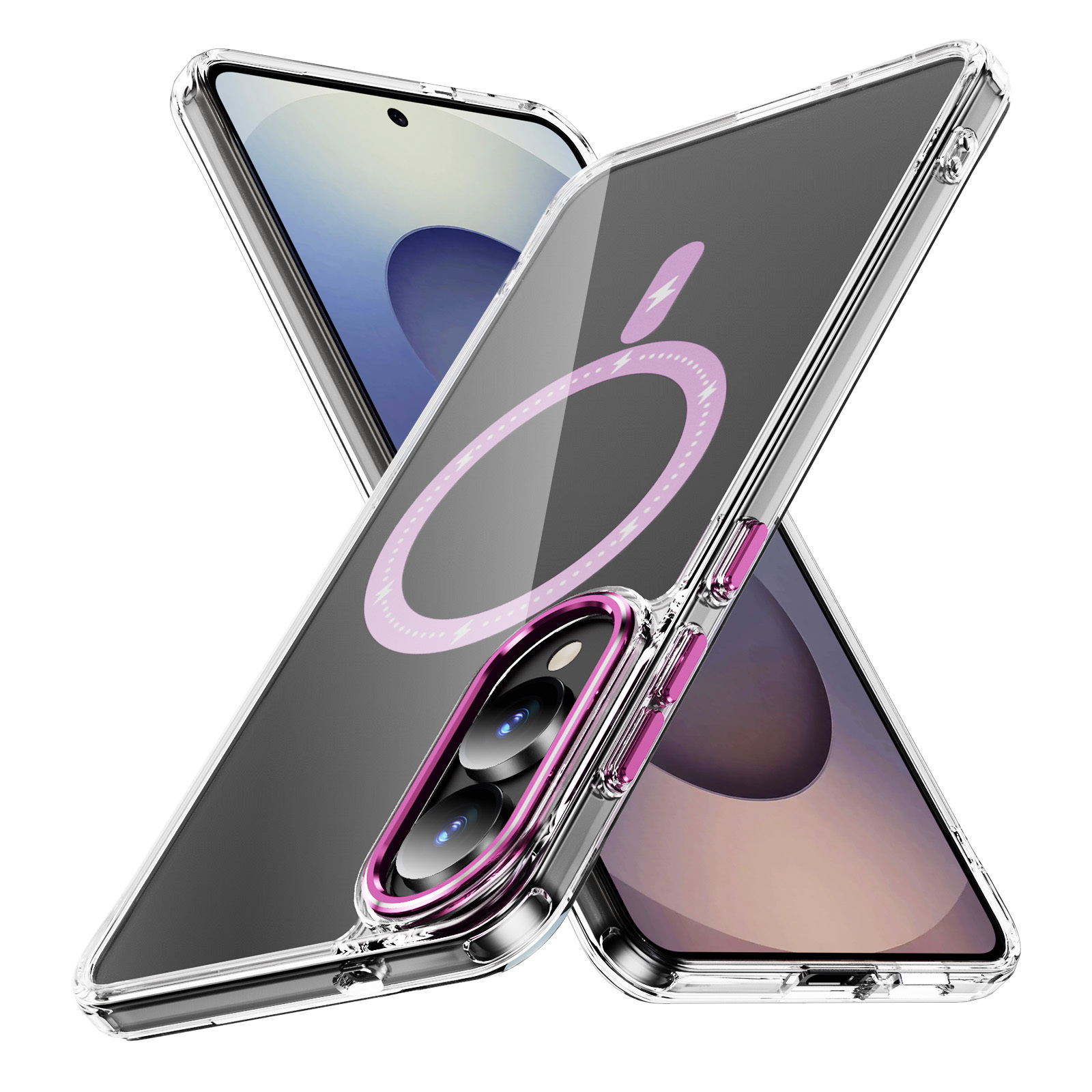 Clear Case with Wireless Charging Transparent Magnetic Cover Anti-yellowing Shockproof  Case TPU and Acrylic Case for S25 Edge