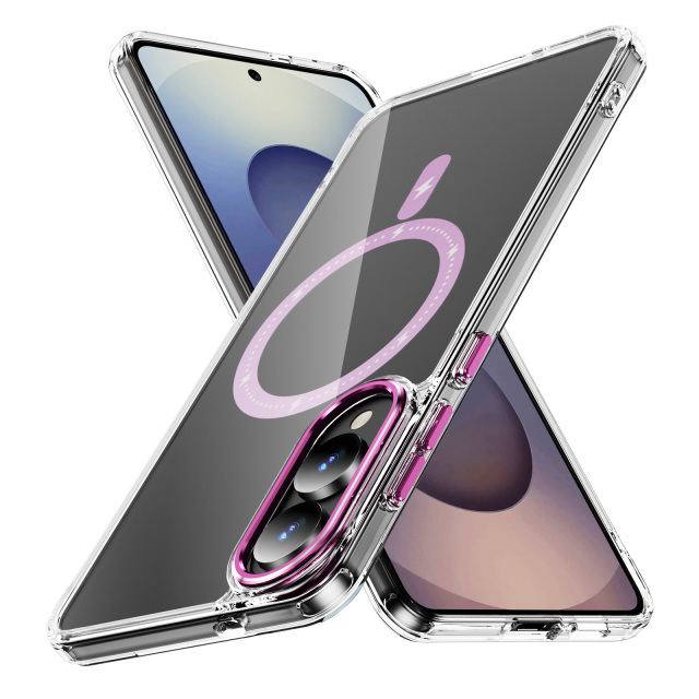 Clear Case with Wireless Charging Transparent Magnetic Cover Anti-yellowing Shockproof  Case TPU and Acrylic Case for S25 Edge
