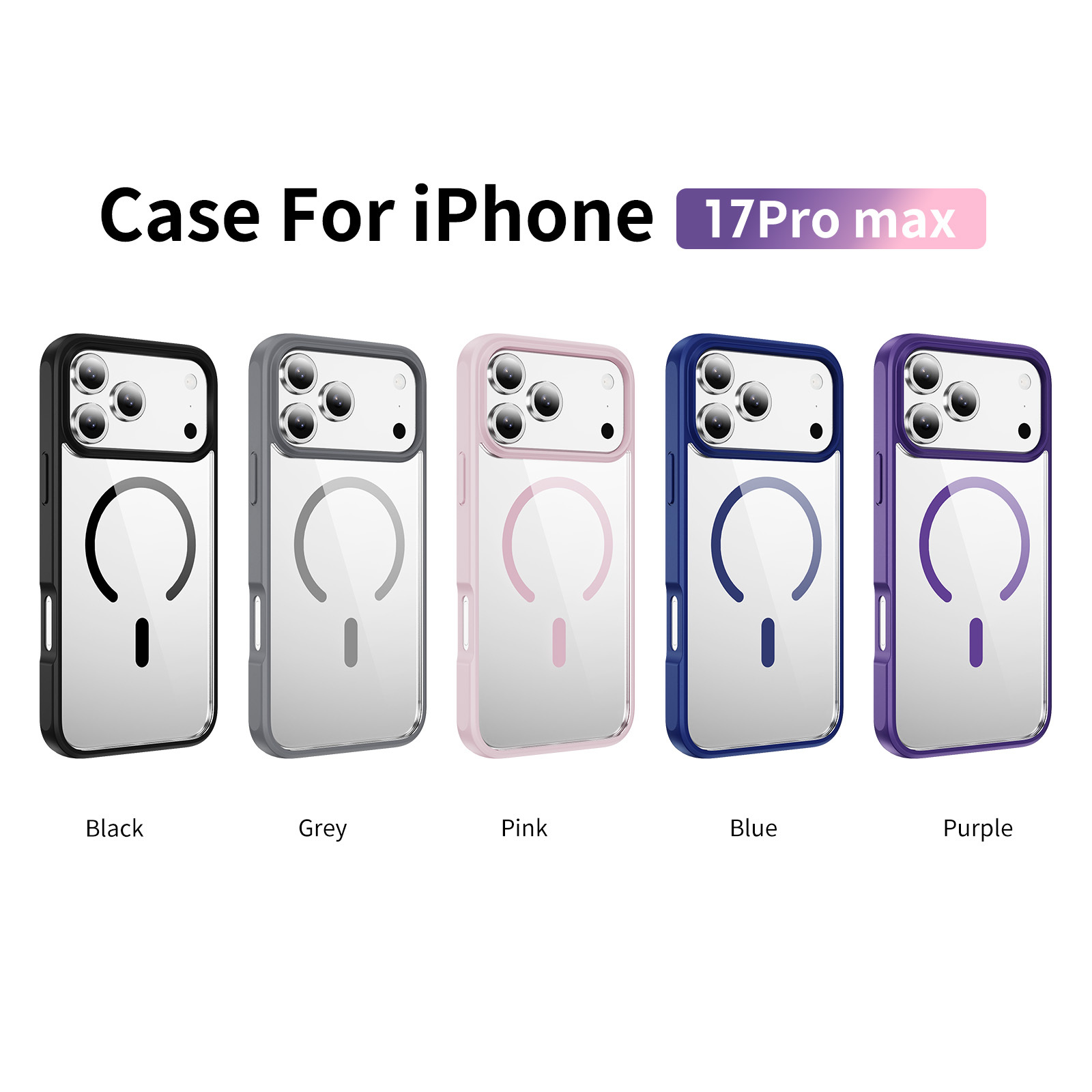 Strong Magnetic Case Transparent Fingerprint-proof Cover Anti-yellowing Shockproof  Case  TPU and  Acrylic Case for IP17 Pro Max
