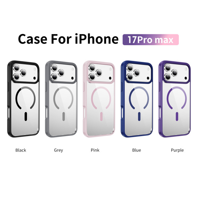 Strong Magnetic Case Transparent Fingerprint-proof Cover Anti-yellowing Shockproof  Case  TPU and  Acrylic Case for IP17 Pro Max