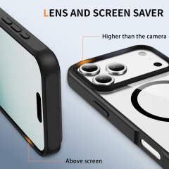 Strong Magnetic Case Transparent Fingerprint-proof Cover Anti-yellowing Shockproof  Case  TPU and  Acrylic Case for IP17 Pro Max