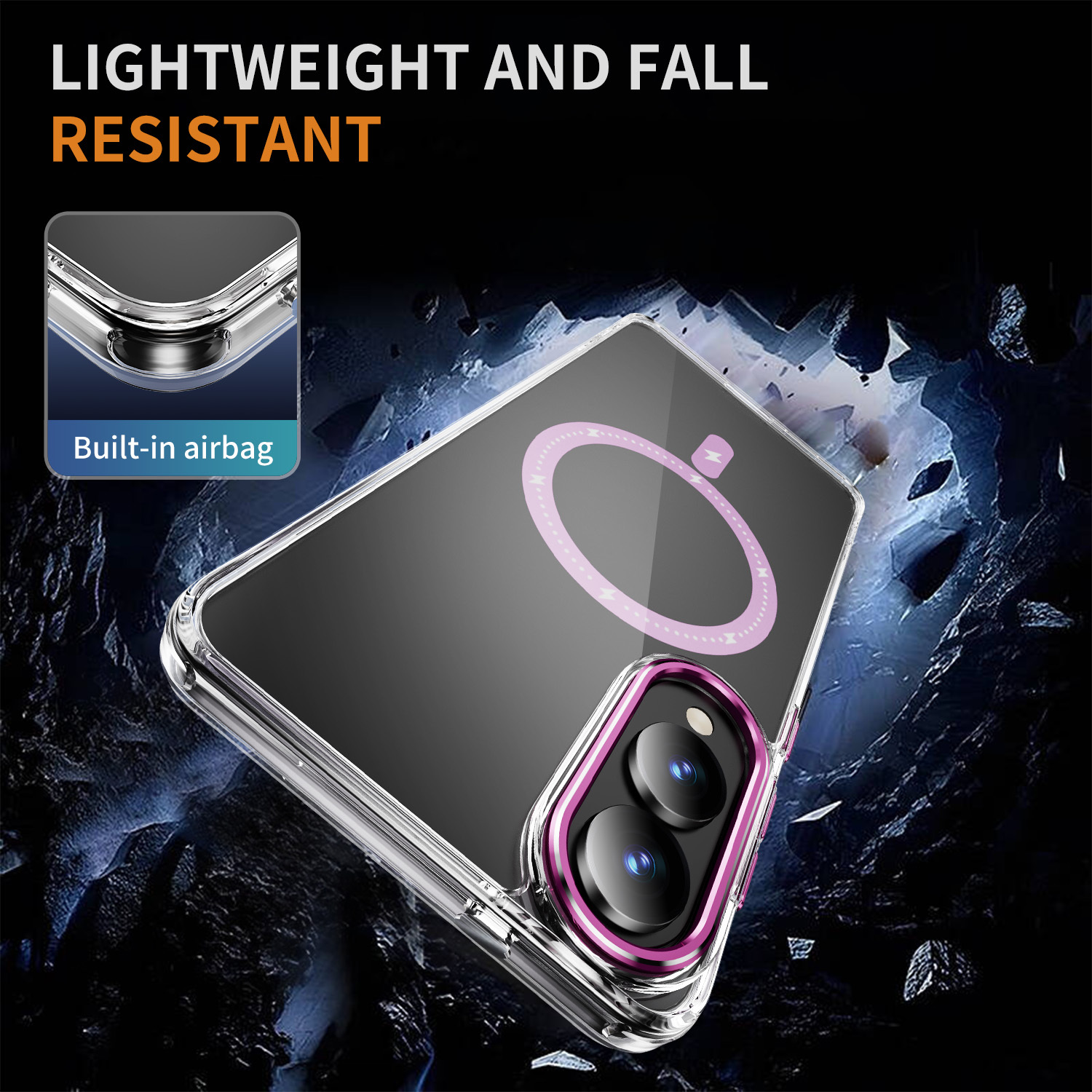 Clear Case with Wireless Charging Transparent Magnetic Cover Anti-yellowing Shockproof  Case TPU and Acrylic Case for S25 Edge