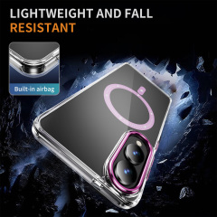 Clear Case with Wireless Charging Transparent Magnetic Cover Anti-yellowing Shockproof  Case TPU and Acrylic Case for S25 Edge