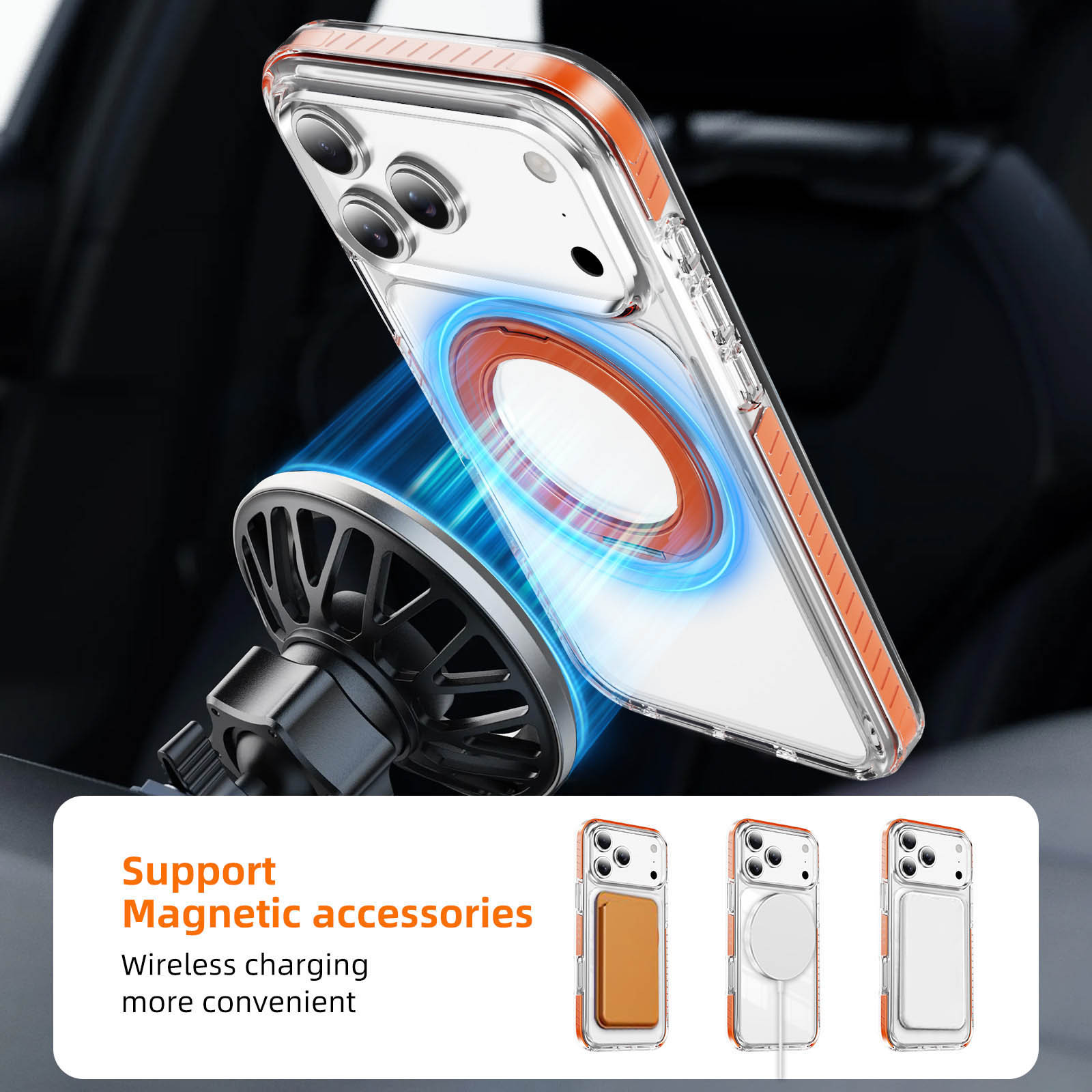 Transparent Gear Bracket Case with Colorful Stripes Side Anti-yellowing Shockproof Case Acrylic + TPU Case for IP17 Pro Max