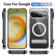 Strong Magnetic Case with Bracket Transparent Cover Anti-yellowing Shockproof  Case  TPU and  Acrylic Case for Pixel 10 Pro XL