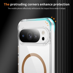 Strong Magnetic Clear Case with Metal Button High-quality Anti-yellowing Transparent Shockproof Case TPU + PC Case for pixel 10