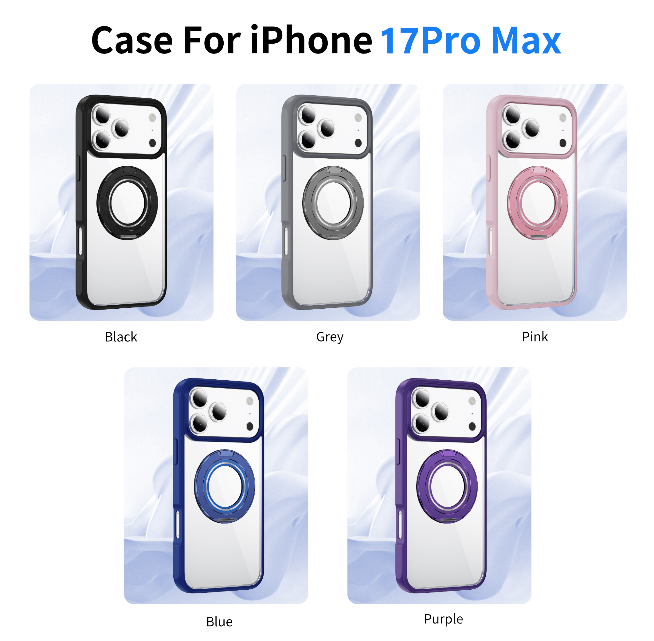 High Quality Clear Gear Bracket Case Anti-yellowing Magnetic Shockproof Transparent Case TPU Adn Acrylic Case for IP17 PRO MAX