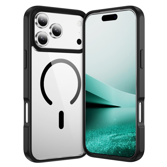 Strong Magnetic Case Transparent Fingerprint-proof Cover Anti-yellowing Shockproof  Case  TPU and  Acrylic Case for IP17 Pro Max