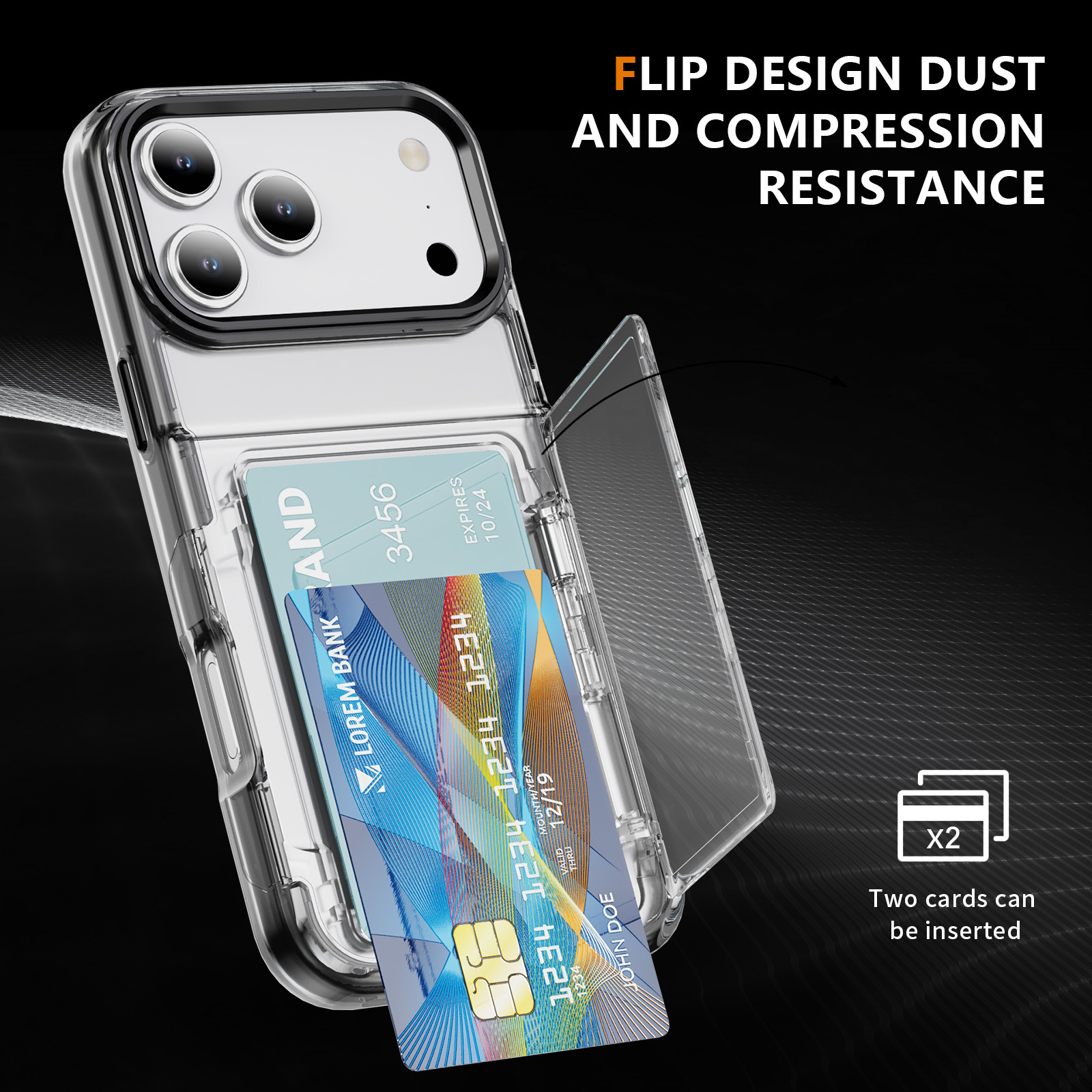Luxury Card Holder Case with Back Bracket  High Quality Transparent Case Anti-yellowing Shockproof  Clear Cover for IP17 PRO MAX