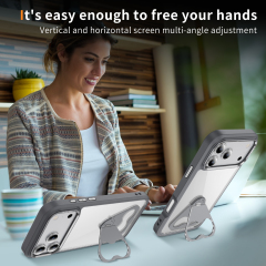 Transparent Case with Triangle Bracket High Quality Anti-yellowing Shockproof  Clear  Case TPU Adn Acrylic Case for IP17 PRO MAX