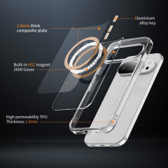 Strong Magnetic Clear Case with Metal Button High-quality Anti-yellowing Transparent Shockproof Case TPU + PC Case for pixel 10