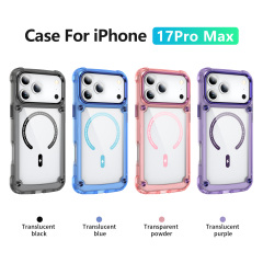 Luxury Transparent Magnetic with CD Pattern Decoration Clear Anti-yellowing Shockproof  Case TPU + Acrylic Case for IP17 PRO MAX