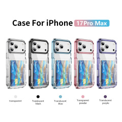 Luxury Card Holder Case with Back Bracket  High Quality Transparent Case Anti-yellowing Shockproof  Clear Cover for IP17 PRO MAX