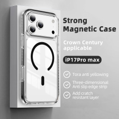 Strong Magnetic Transparent Case with Colorful Stripes Side Anti-yellowing Shockproof Case Acrylic + TPU Case for IP17 Pro Max