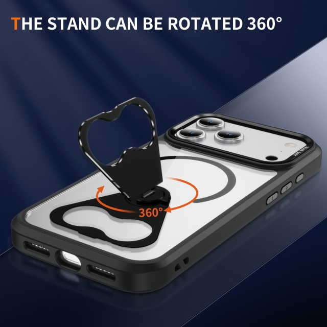 Transparent Magnetic Ring Triangle Bracket Case Clear Cover Anti-yellowing Shockproof  Case TPU + Acrylic Case for IP17 PRO MAX