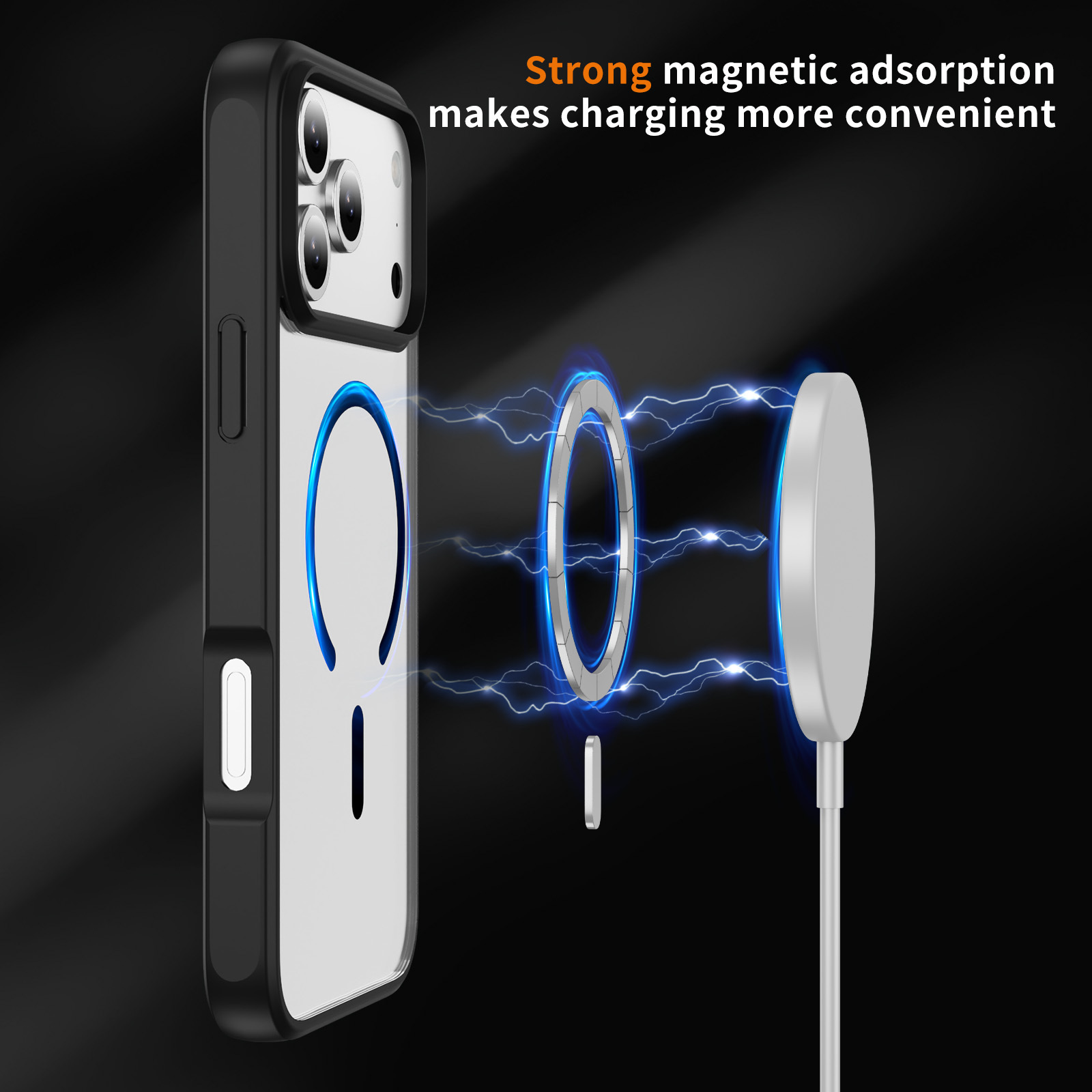 Strong Magnetic Case Transparent Fingerprint-proof Cover Anti-yellowing Shockproof  Case  TPU and  Acrylic Case for IP17 Pro Max